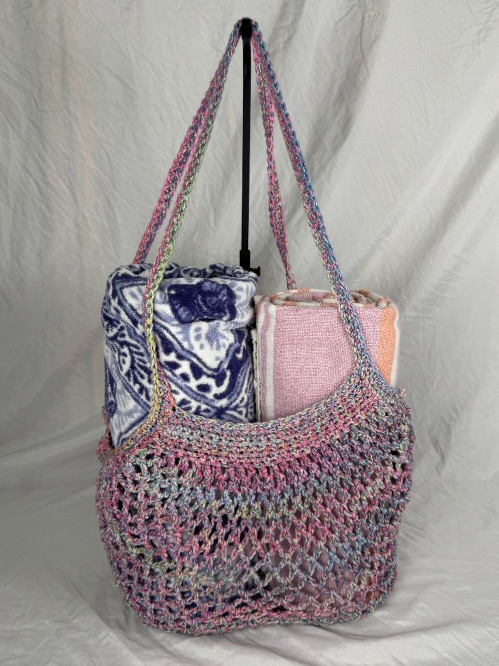 Cotton Candy Skies Crochet Tote Bag | Pastel Boho Market | Beach One of a Kind